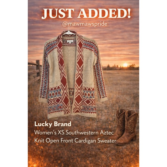 Lucky Brand Sweaters - Lucky Brand Women's XS Southwestern Aztec Knit Open Front Cardigan Sweater